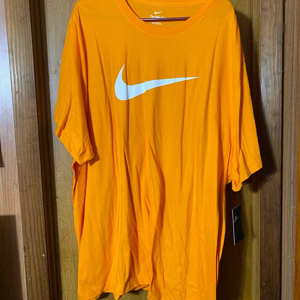 Nike Men's Bright Orange Tee with White Logo
